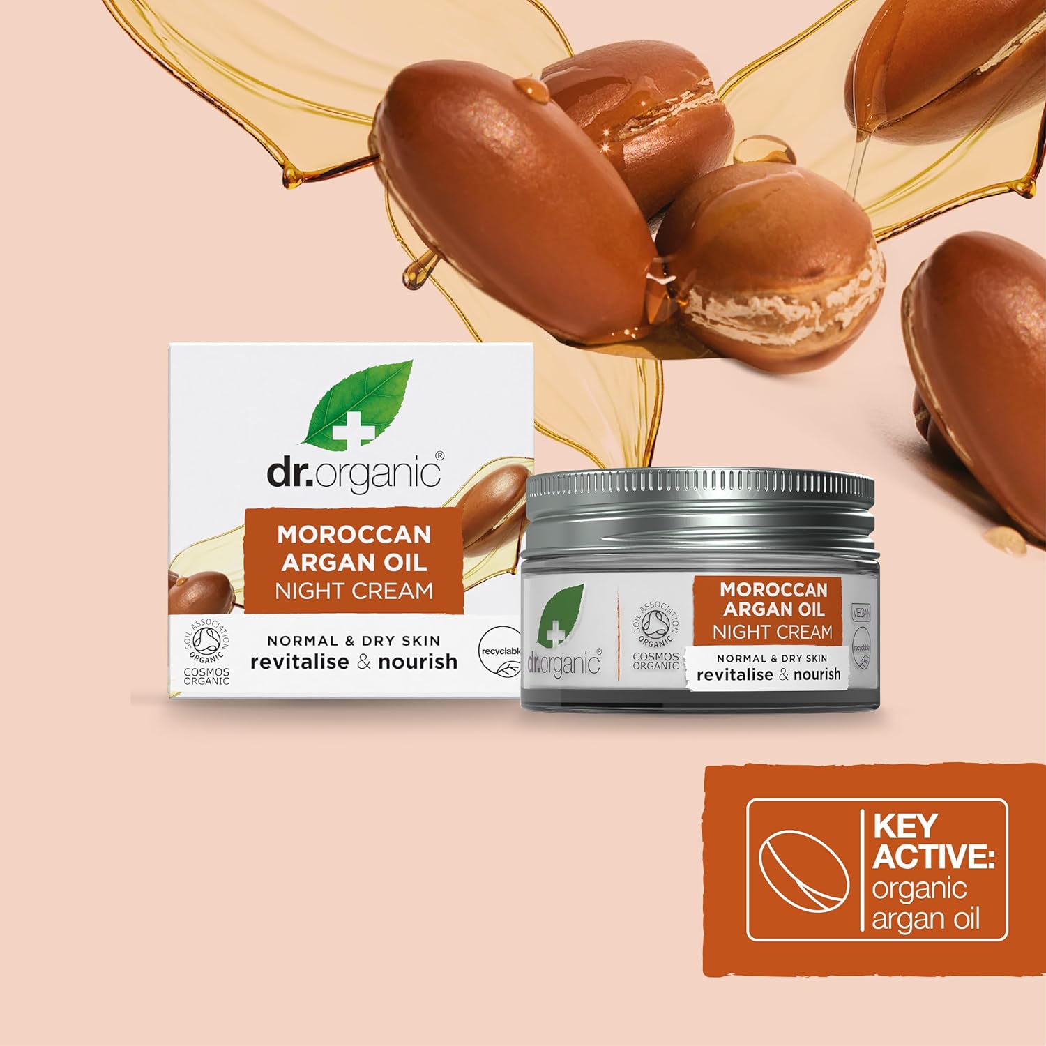 Dr. Organic Moroccan Argan Oil Night Cream | Nourishing Overnight Therapy Cream, For Normal to Dry Skin, Vegan, Natural, Certified Organic, Paraben & SLS-Free, 50 mL/ 1.7 fl oz