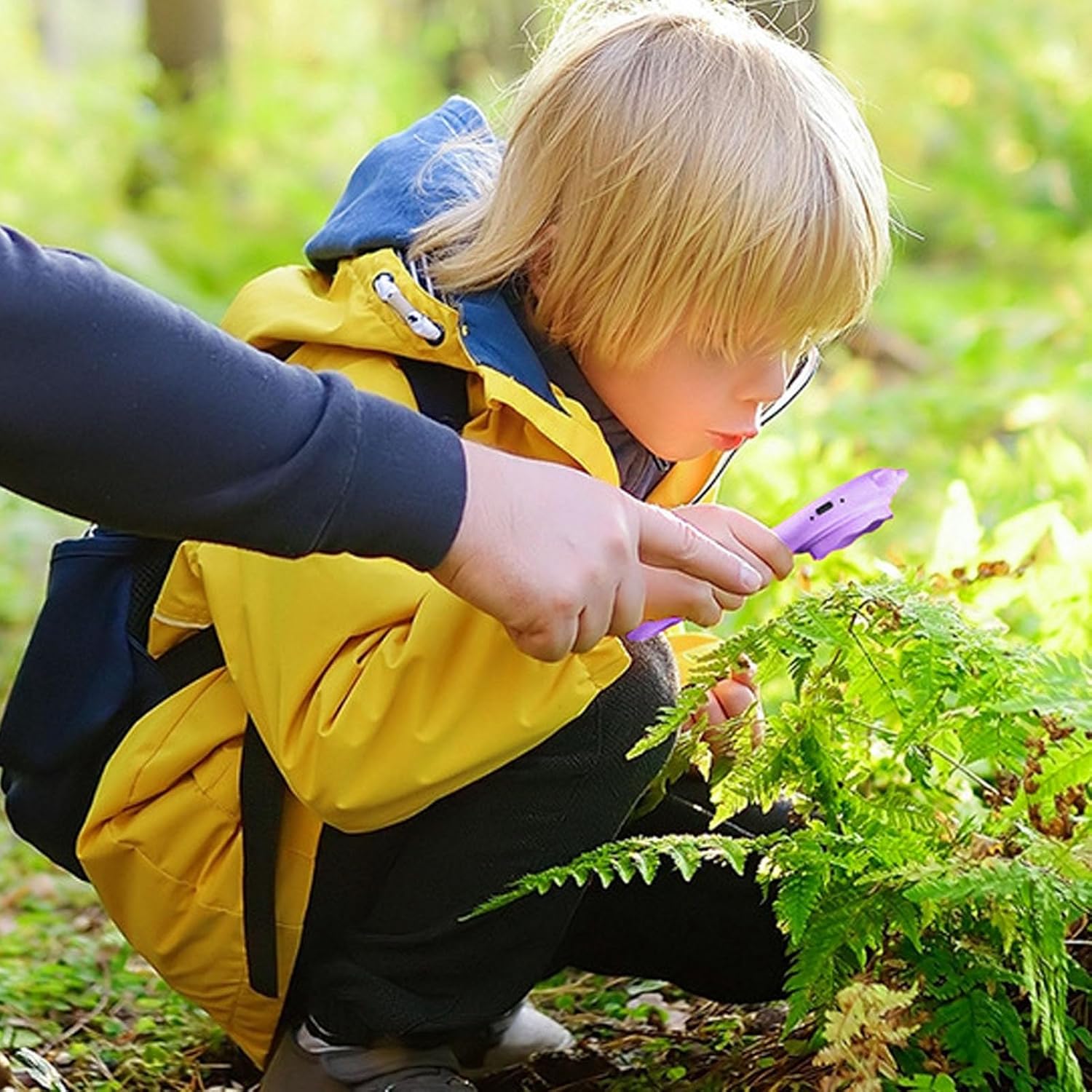 Handheld Digital Microscope for Kids, Microscope 2" Screen Dual Lens 100X Magnification & 4X Adjustable Zoom Photo Video Recording for Kids Outdoor Exploration (Purple)