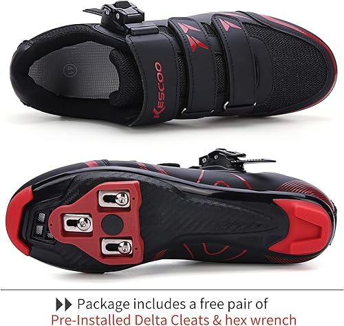 Miniatura 2 de KESCOO Zapatos de ciclismo para hombre y mujer, compatibles con zapatos de bicicleta Peloton y tacos Delta preinstalados, clip en bicicleta de
