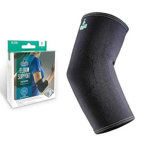 OPPO RE200 Elbow Compression Sleeve Advanced Support for Tennis Elbow, Golfers Elbow, Tendonitis & Arthritis Relief Ideal for Workouts, Sports, and Daily Wear (Black, Medium, 1-Pack)