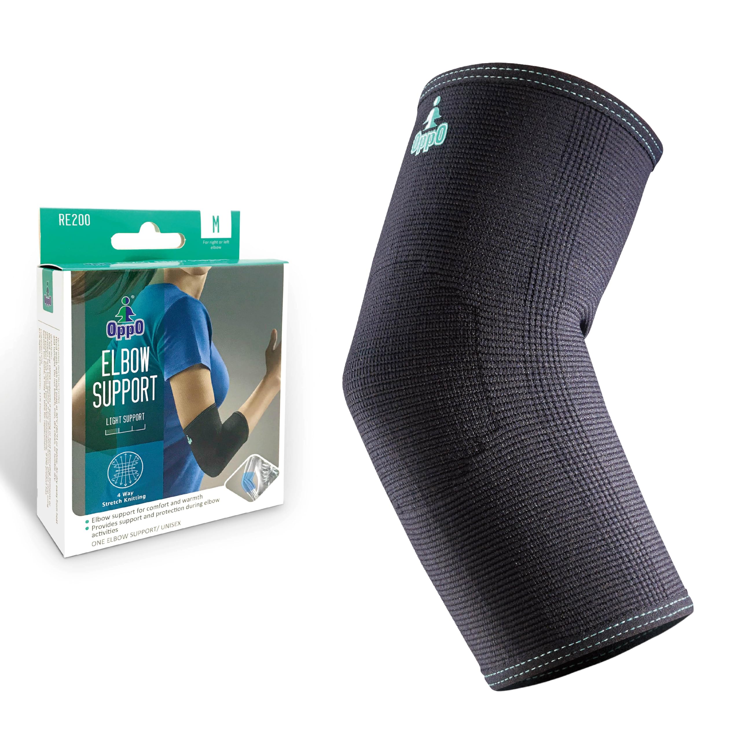OPPO RE200 Elbow Compression Sleeve – Advanced Support for Tennis Elbow, Golfer’s Elbow, Tendonitis & Arthritis Relief – Ideal for Workouts, Sports, and Daily Wear (Black, Medium, 1-Pack)