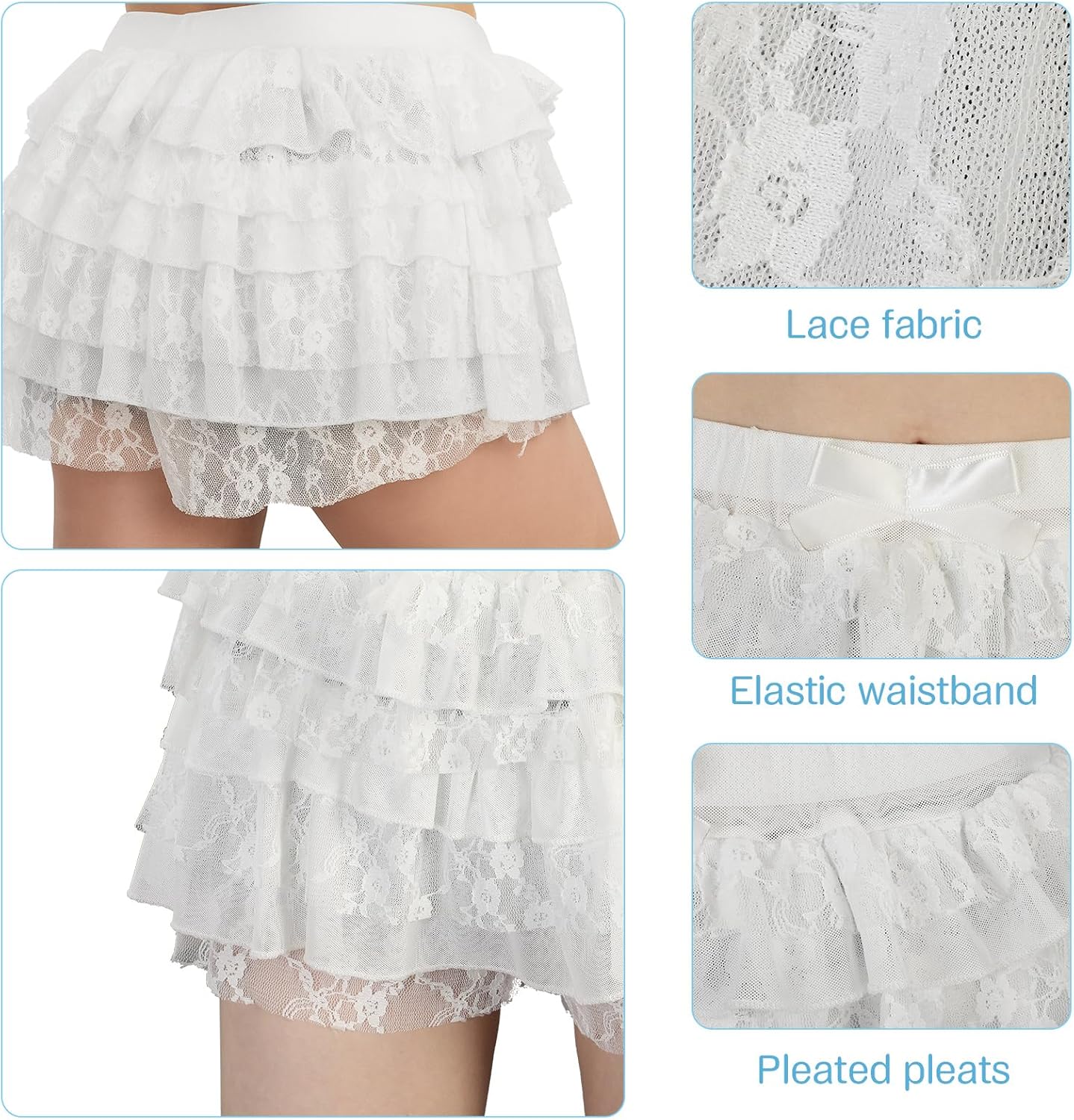 Foaincore 6 Pcs Blue Princess Costume Set for Women Corset Top Lace Pumpkin Pants Socks Headband Collar Gloves - Image 3