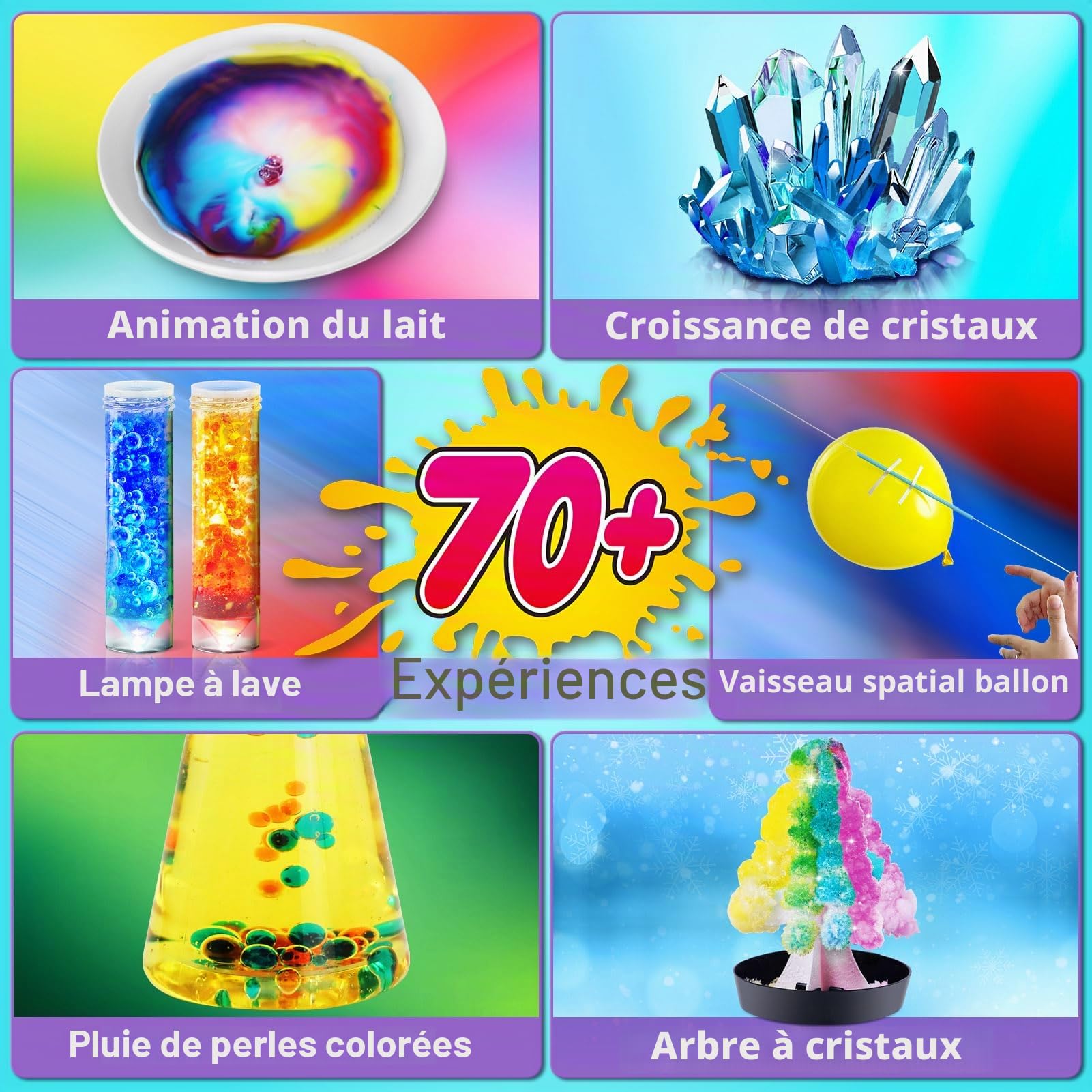 UNGLINGA Plus de 70 kits d'expériences pour enfants, volcan et construction chimique