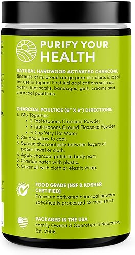 Miniatura 2 de Polvo de carbón activado de madera dura, primeros auxilios tópicos para hacer cataplasmas de carbón, remojos de carbón para pies, baños de carbón y