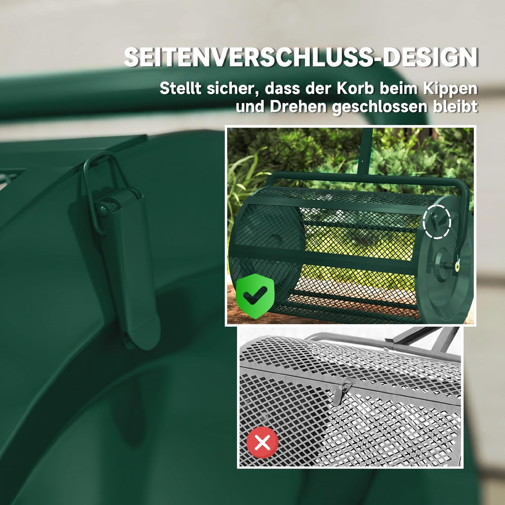 Outsunny Kompoststreuer Düngerstreuer T-Griff Metall 75L 61x40cm Grün