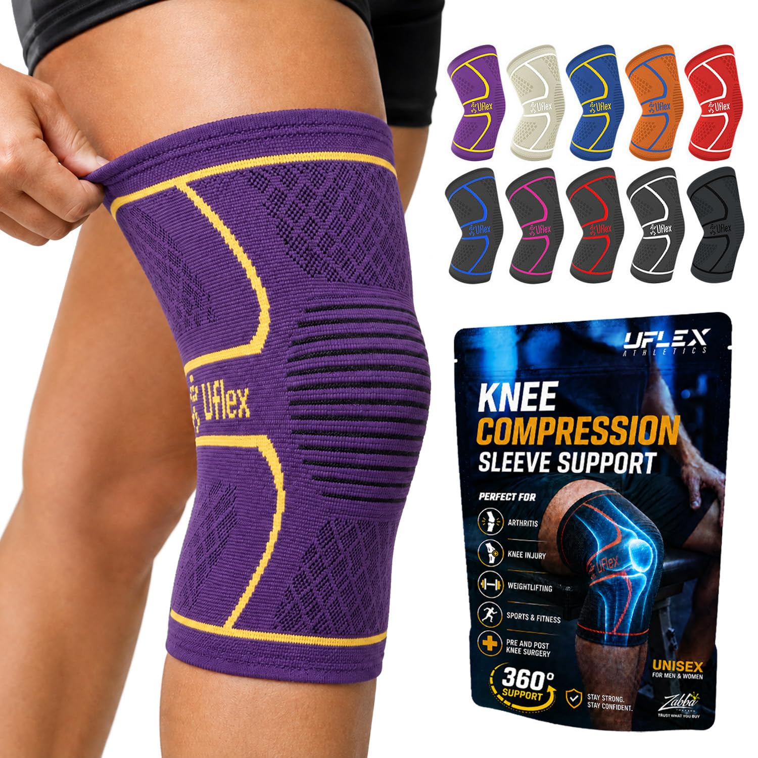 UFlex Athletics Knee Brace Sleeve Men &amp; Women