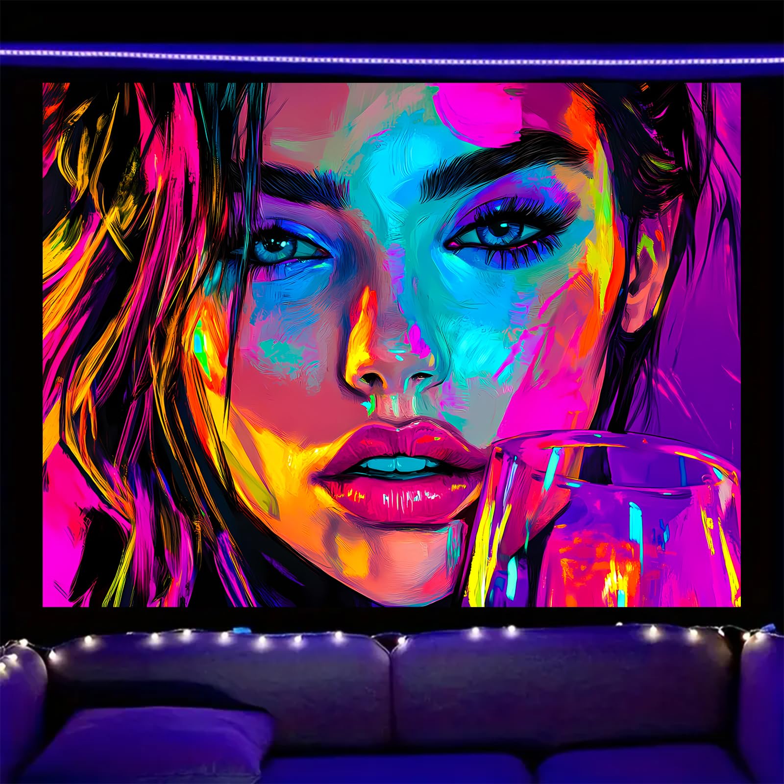 Nuxovilar Neon Pop Art Wall Tapestry Polyester 78.74x59.05 In