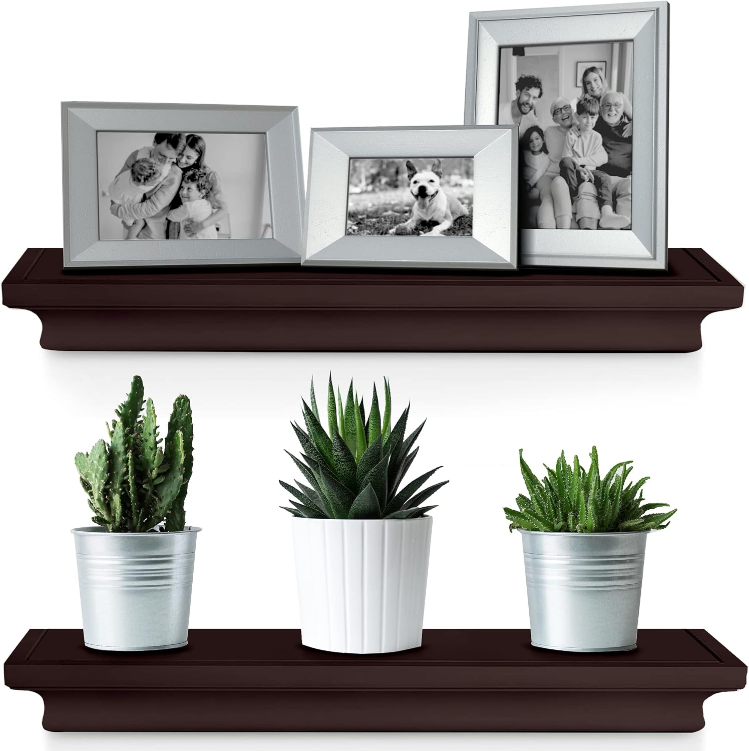 Halter Floating Wall Shelf, Wood Shelves, Floating Shelves for Bedroom, Bathroom, Living Room, and Kitchen, Shelves for Wall Storage, Floating Shelves Wall Mounted, Espresso Wall Storage, Set of 2