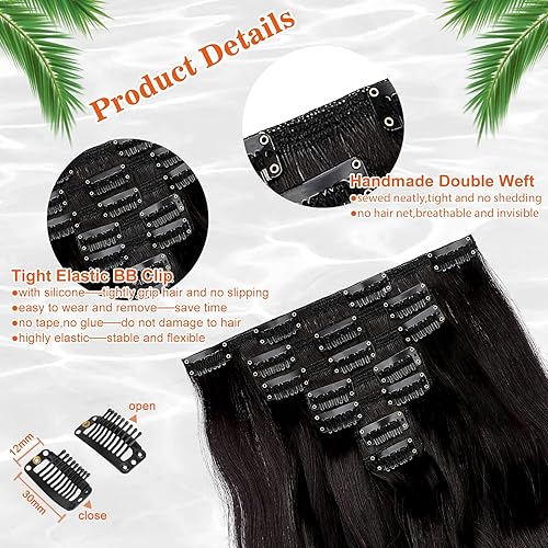 Miniatura 4 de Extensiones de cabello ondulado con clip, de 24 pulgadas de largo y grueso, 6.00 oz, extensiones de cabello sintético de doble trama, cabello