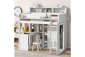 Merax Wooden Loft Bed with Desk