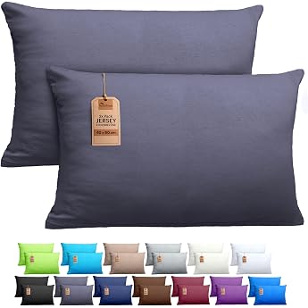 NatureMark Pack of 2 Jersey Cushion Covers Side Sleeper Pillows Neck Pillows Many Sizes and Colors Oeko-Tex 40 x 60 cm Suitable for Neck Pillow Anthracite Gray