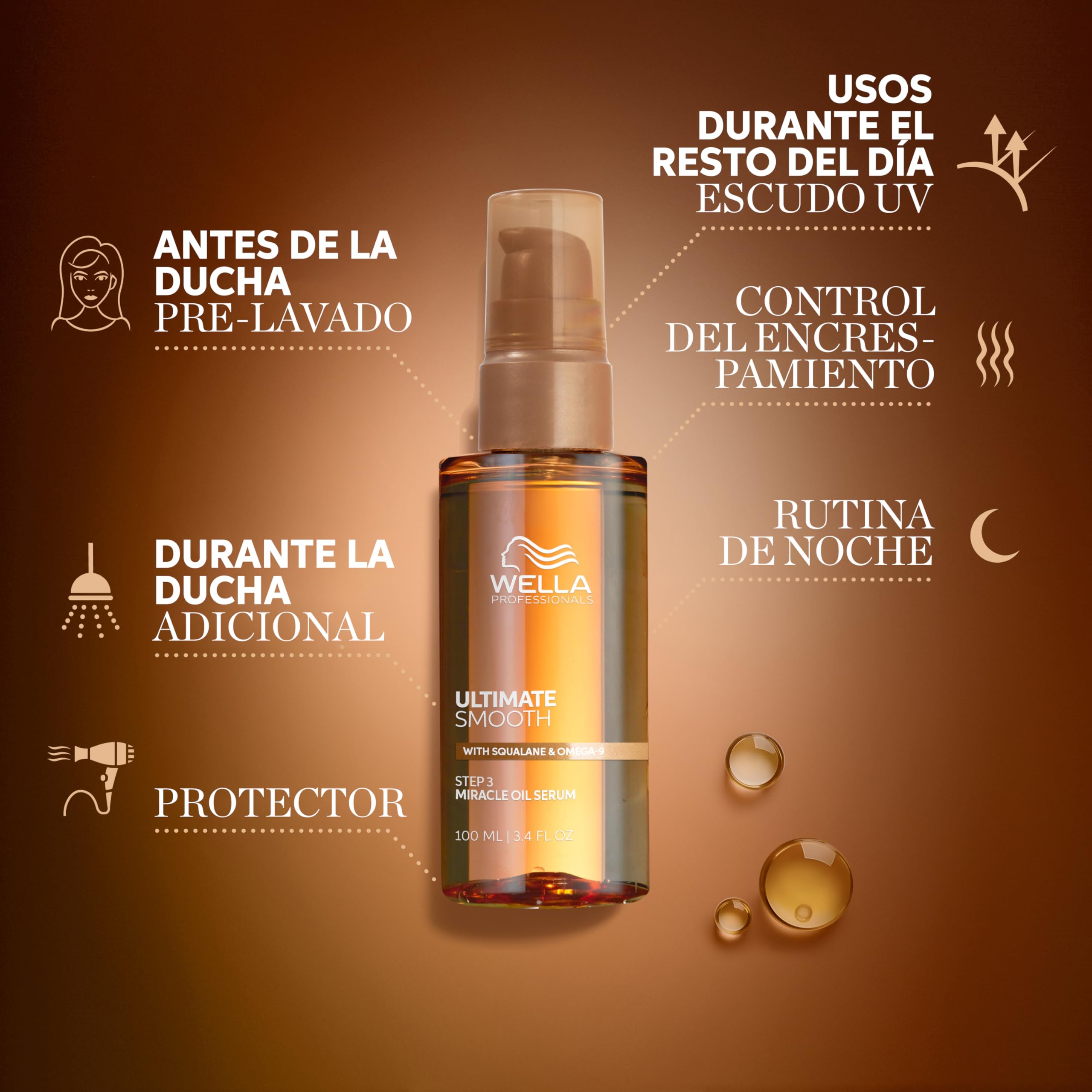 Wella Professionals Ultimate Smooth Sérum Miracle Oil - Aceite para el cabello con Escualano y Omega 9 - Cabello Seco, Apagado y Encrespado (30ml)