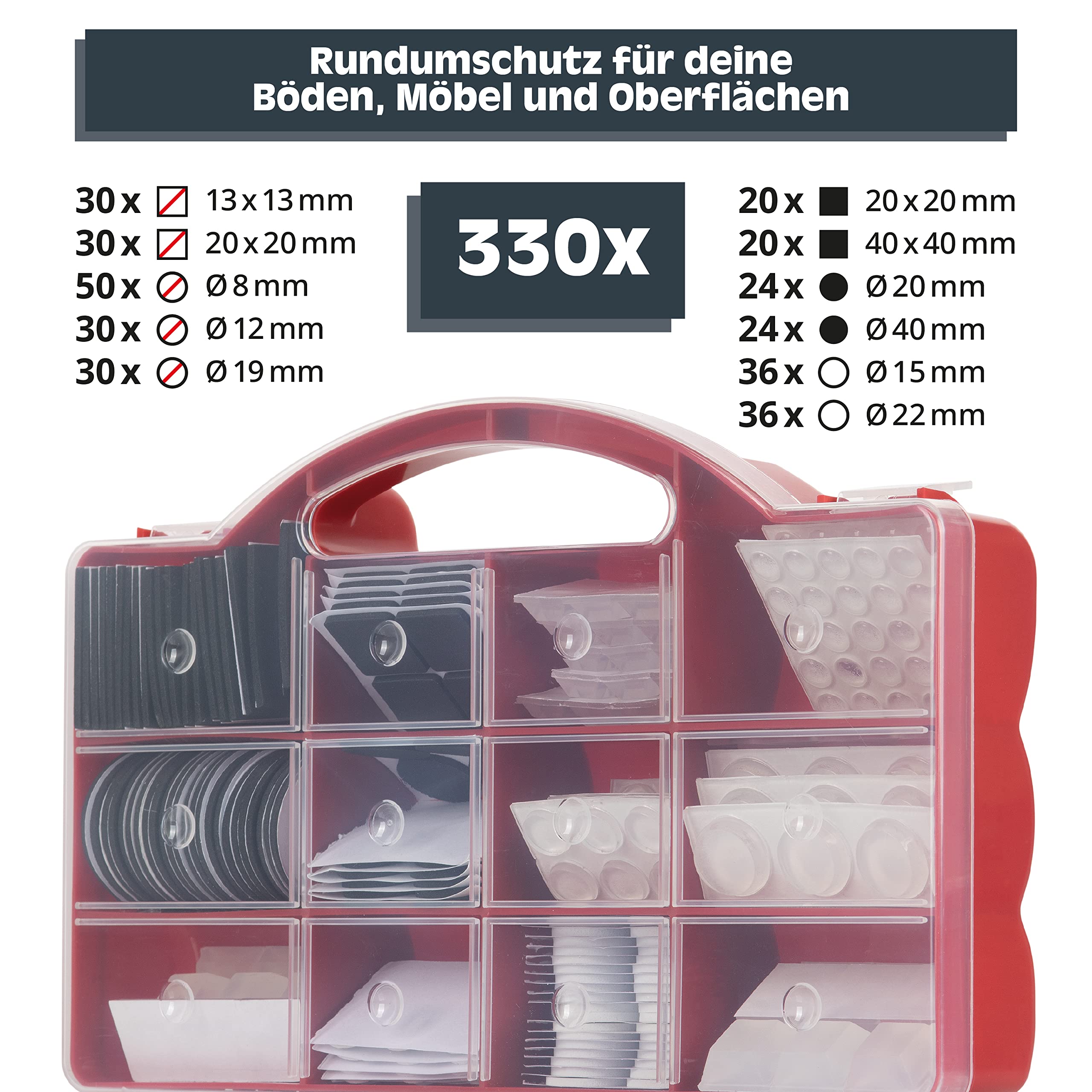 Image secondaire de Coffret de Patins Antidérapants HELPMATE - 330 Pièces pour Protection de Sol et Meubles