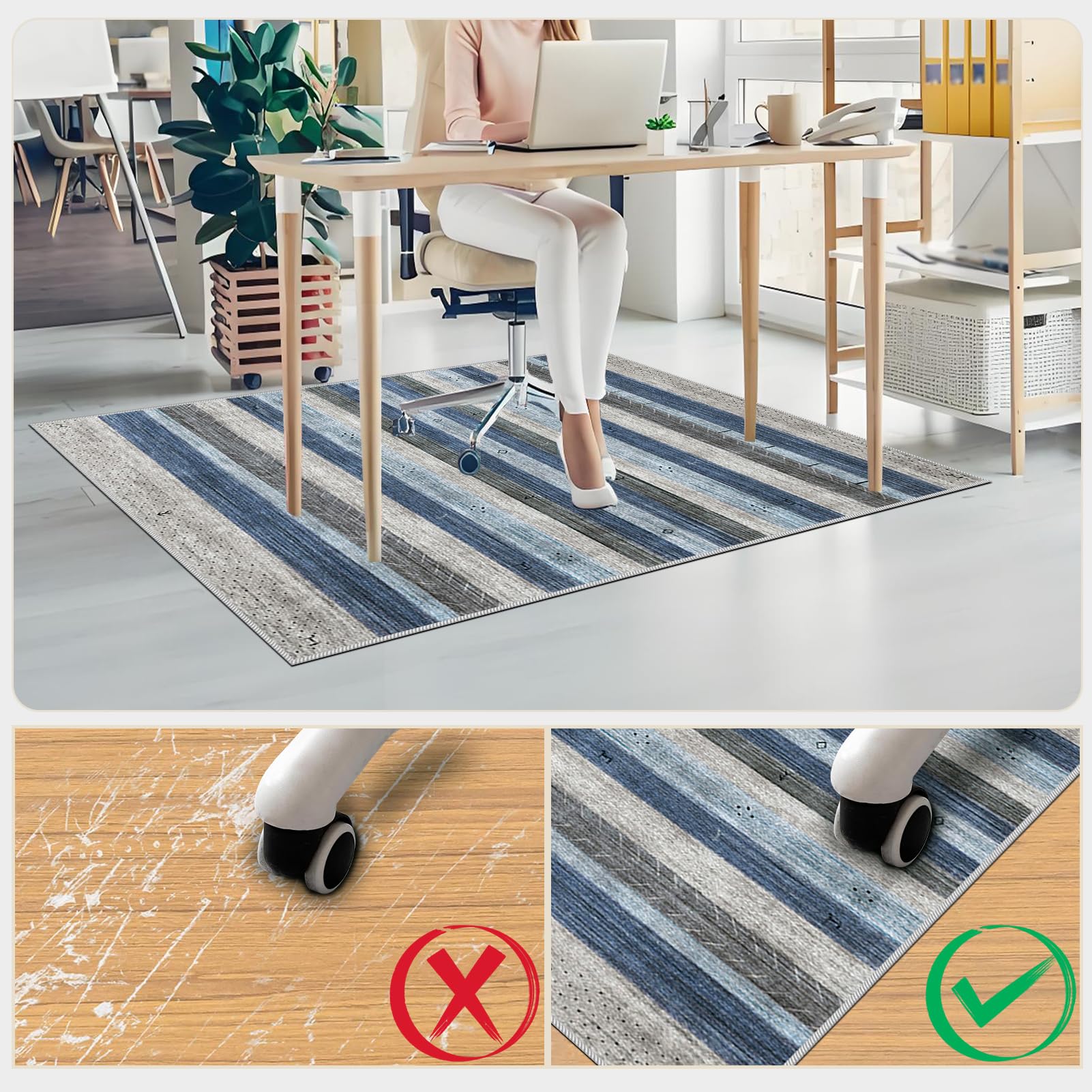 Tappetino Protettivo per Pavimenti Duri Tappeto per Gaming Tappeto Salvapavimento Antiscivolo Tappeto sotto Scrivania Tappetini per Sedia da Ufficio 90 x 140 cm