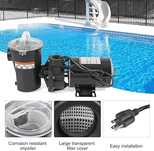 Miniatura 4 de Bombas de piscina sobre el suelo 1.0 motor HP W3SP1580 Power Flo LX Bomba de piscinas de una sola velocidad 115V, 11.2A, 60HZ, 3450RPM para piscina