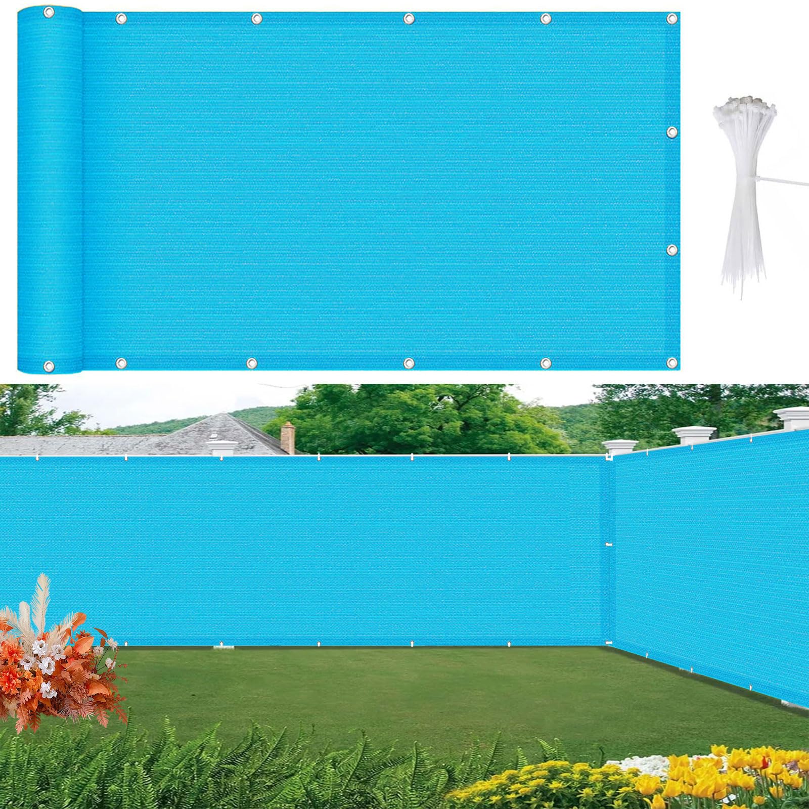 Brise vue 120 x 780 cm bleu ciel pour balcon et clôture de jardin