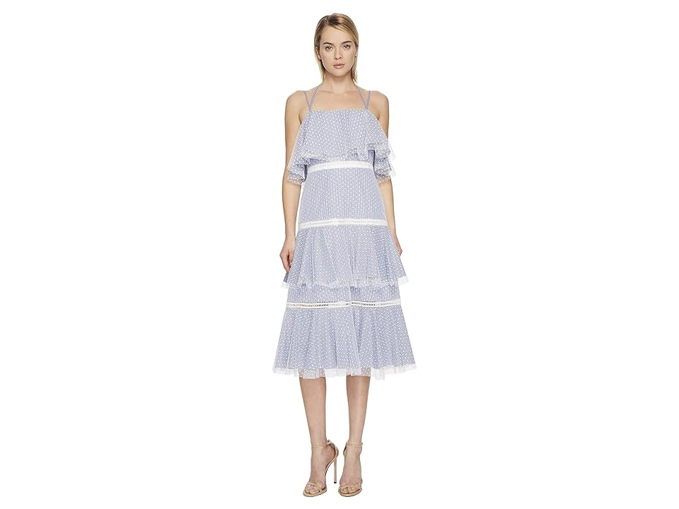 

Prabal Gurung Halter Strap Tiered Dress (Navy/White) Women's Dress, Blue