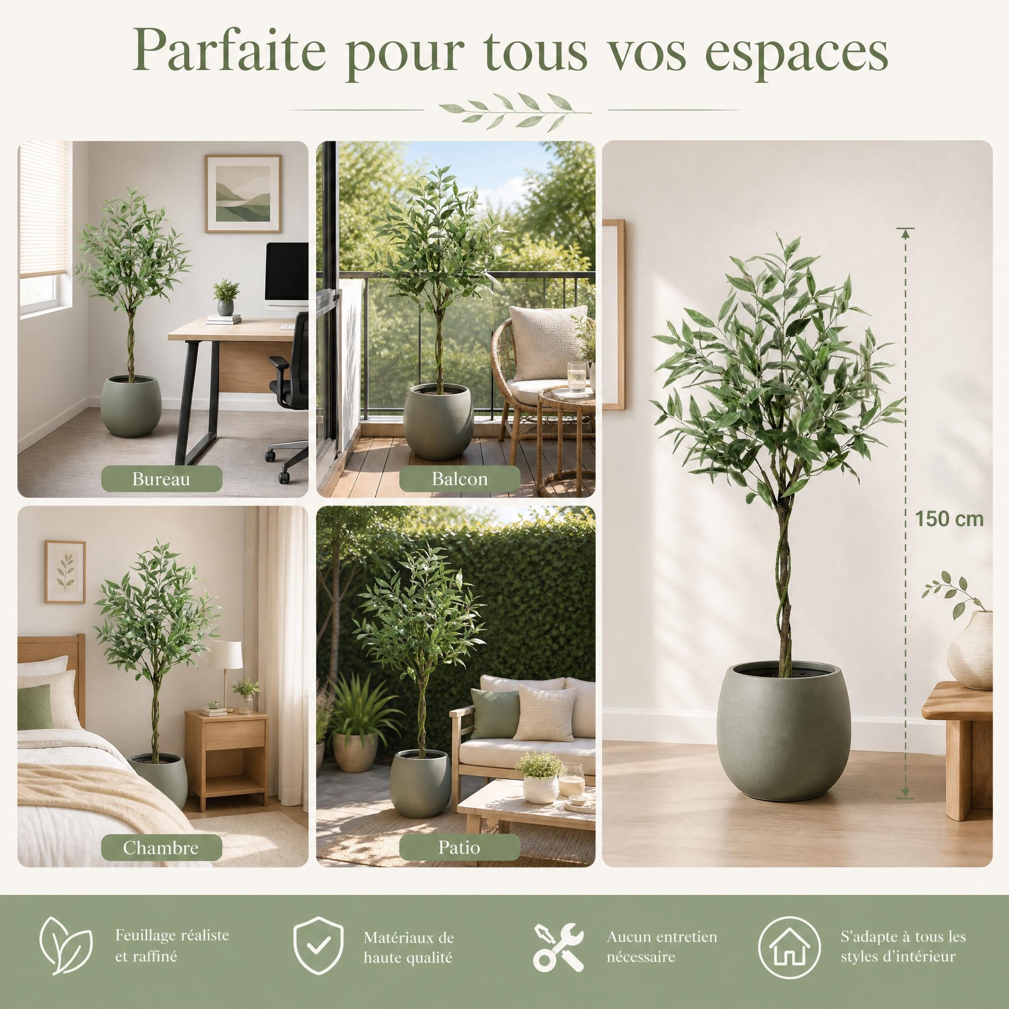 Garvee Eucalyptus Artificiel 150cm, Arbre Artificiel avec Pot