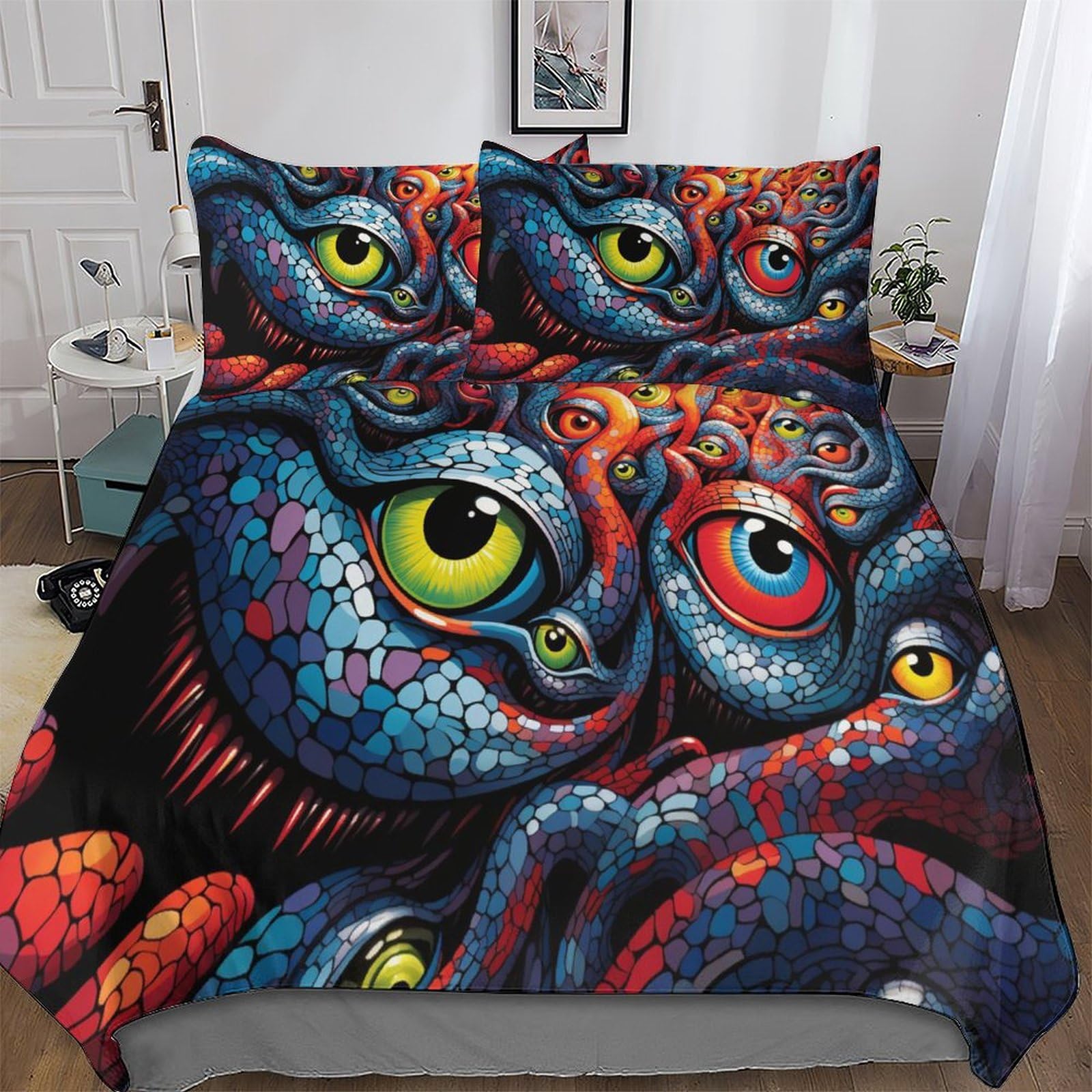Housse de couette serpent 3 pièces microfibre douce lit king 220x240 avec taies d oreiller