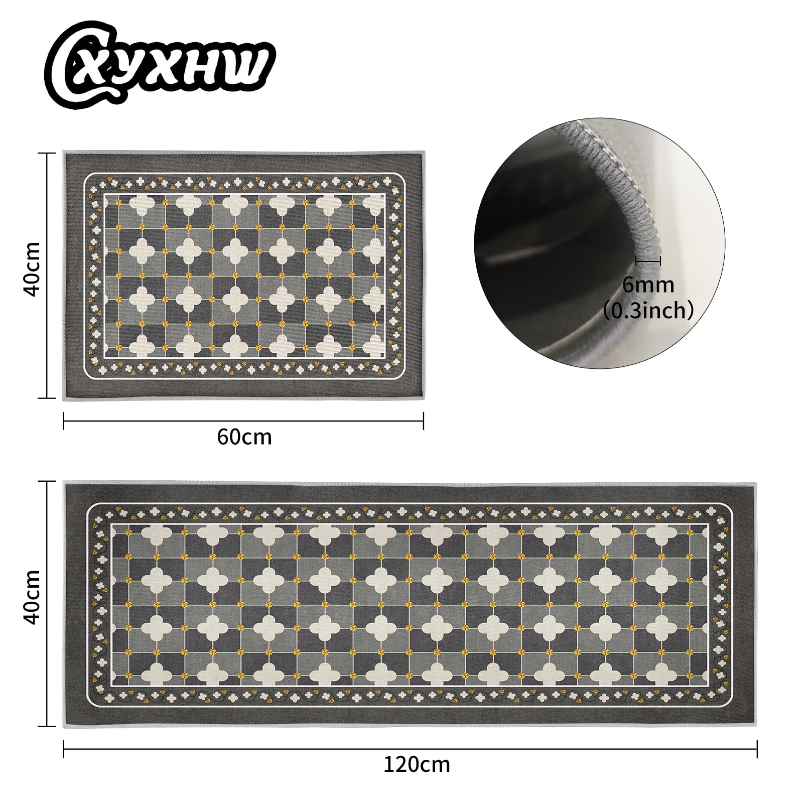 Tapis de cuisine antidérapants lavables anti-fatigue 43 x 150 cm Lot de 2