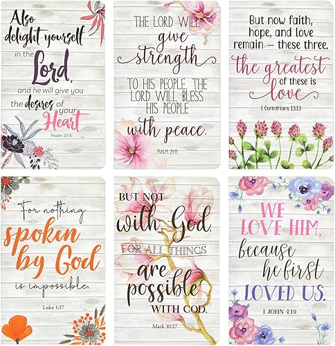Miniatura 1 de Paquete de 6 diarios de oración diaria con temática floral para mujeres, cuadernos cristianos de 5 x 8 pulgadas con escritura bíblica inspiradora