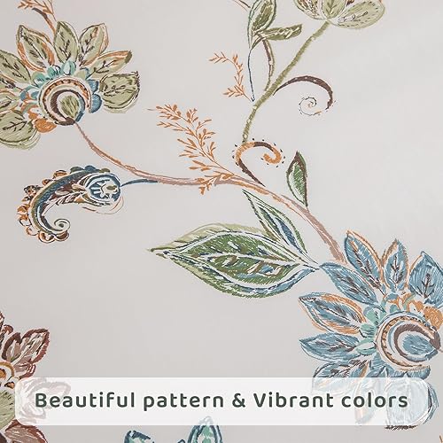 Miniatura 8 de QSH Sábanas Florales Tamaño King  Sábanas de Cama 100% Algodón Egipcio Florales con Patrón de Hojas Botánicas y Flores, Ropa de Cama Impresa Tamaño