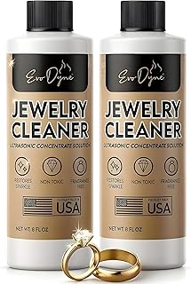 Ultrasonic Jewelry Cleaner Solution (16oz) Concentrated Jewelry Cleaner for Diamonds, Gold, Silver & More | Compatible with Ultrasonic Machine (s) - Made in USA