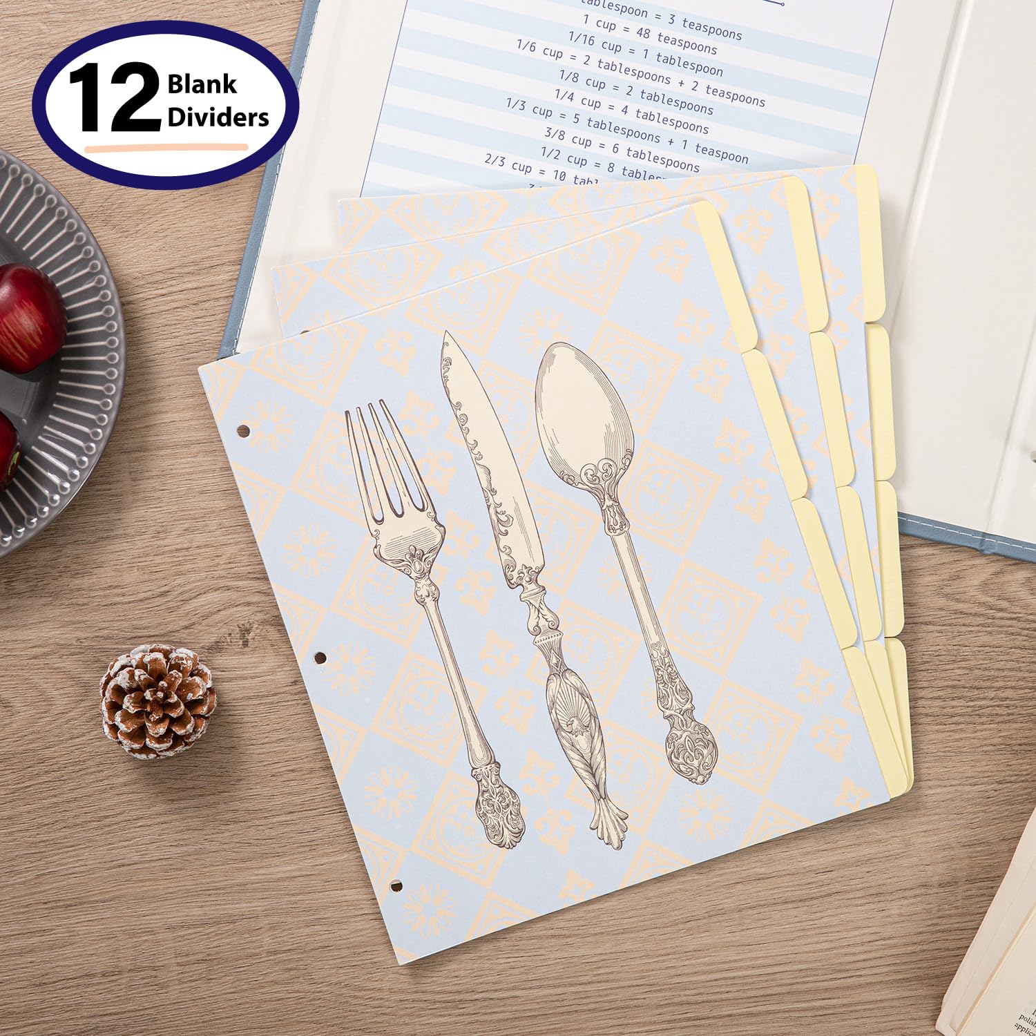 COFICE Raccoglitore per ricette con maniche in plastica, 21 x 28 cm, organizer a 3 anelli, kit per ricette, per scrivere le tue ricette, copertina in ecopelle (blu)