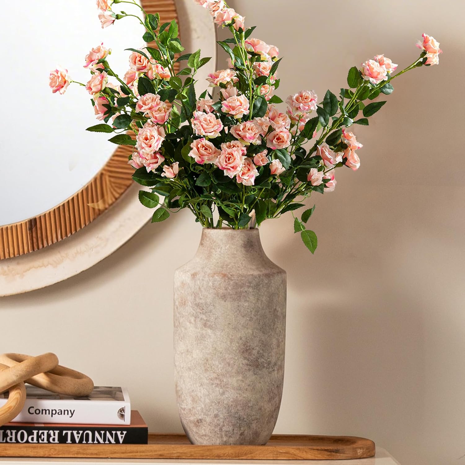 Mitt&Ditt Ceramic Flower Vase, 12.5 inch Tall Off-White Vase, Large Decorative Terracotta Vases, Farmhouse Rustic Pottery Vases for Home Decor, Living Room, Table - Image 9