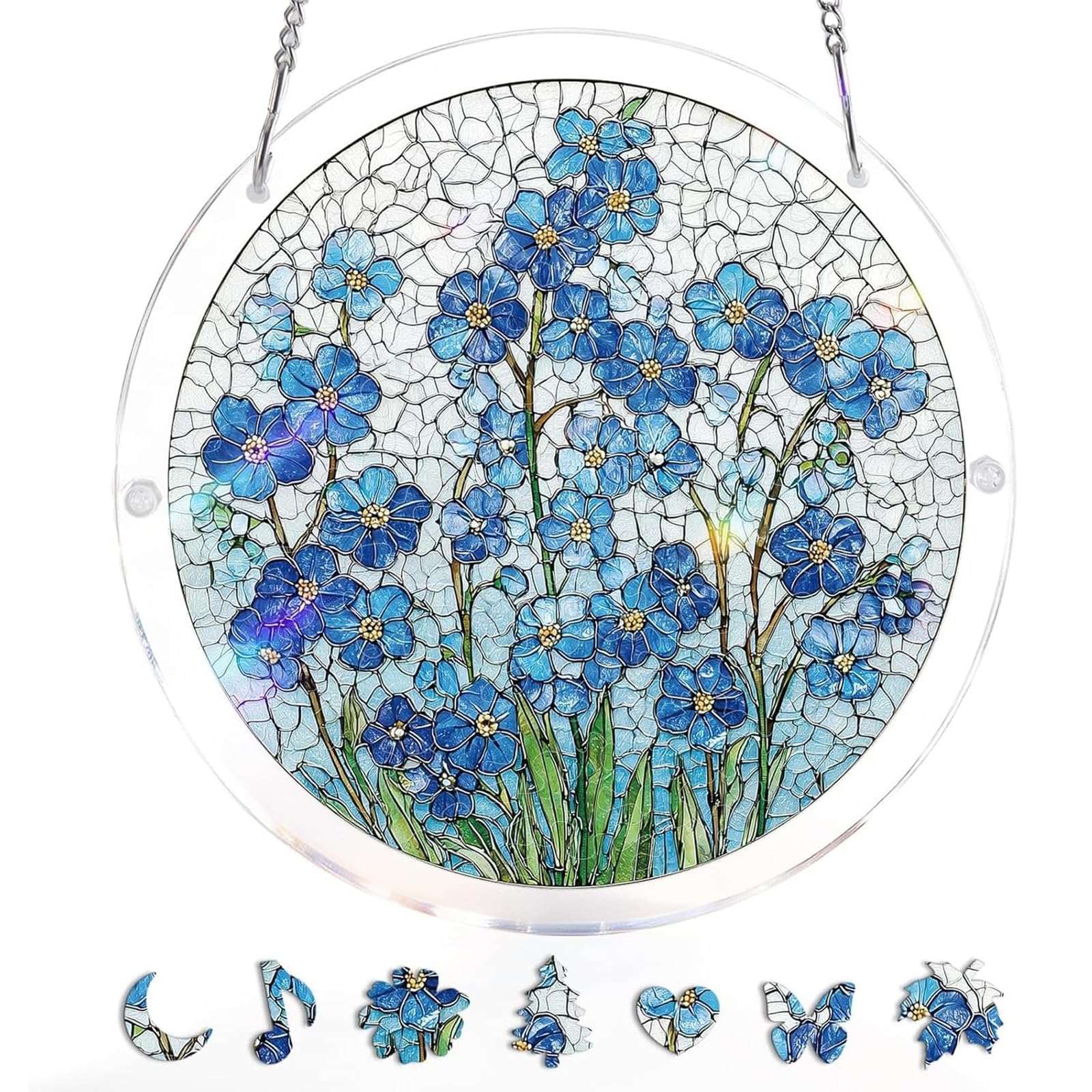 Acrylic Puzzles Suncatcher Window Hanging, Acrylic Jigsaw Puzzle Sun Catchers Moonlit Riverscape Decor Crafts for Living Room Bedroom Summer Balcony Decor