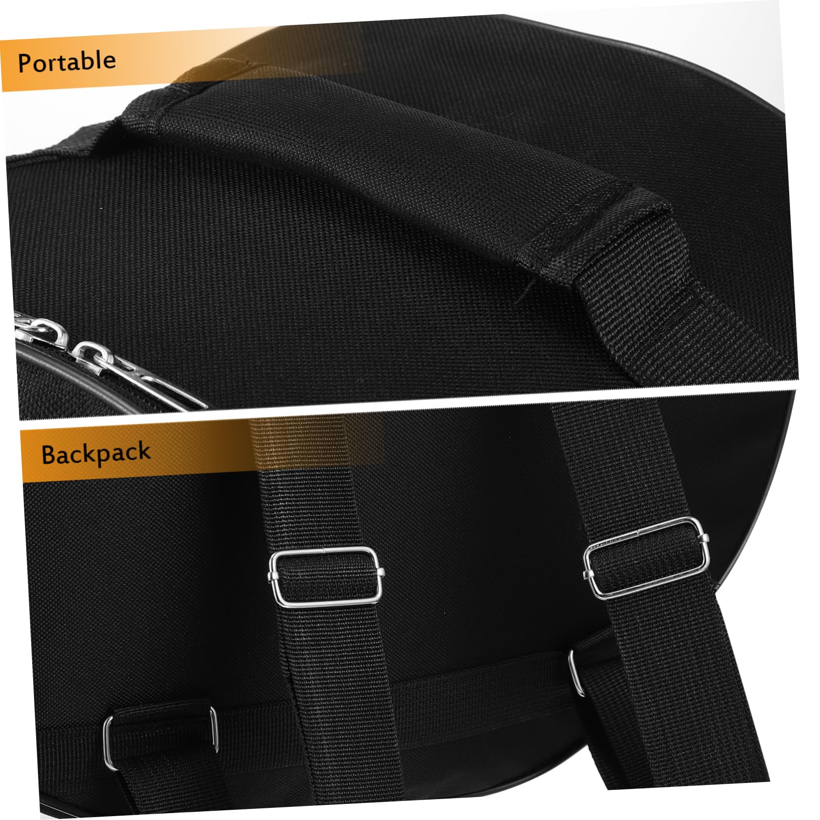 Toyvian Mochila Portátil para Caja de Batería de Nylon Negro Asa de Transporte y Protección para Instrumentos de Percusión Redonda
