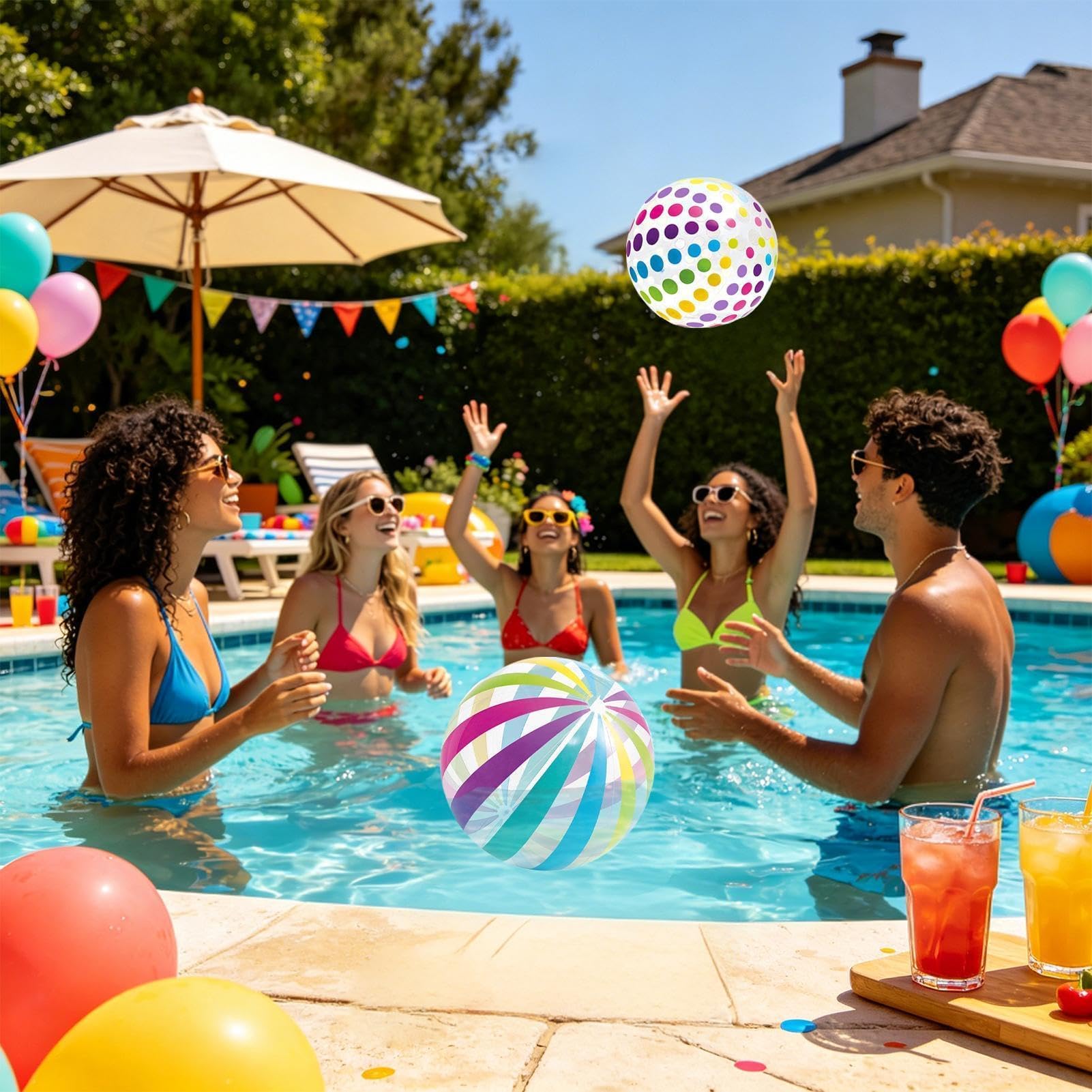 Strandball-Set mit Luftpumpe – 4-teiliges lustiges Sommerspielzeug für Strand, Garten & Pool