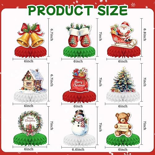 Miniatura 2 de 9 piezas de decoraciones navideñas, decoración de fiesta temática de Navidad 3D de KSKSPE para la mesa, muñeco de nieve, elementos de regalo de Papá