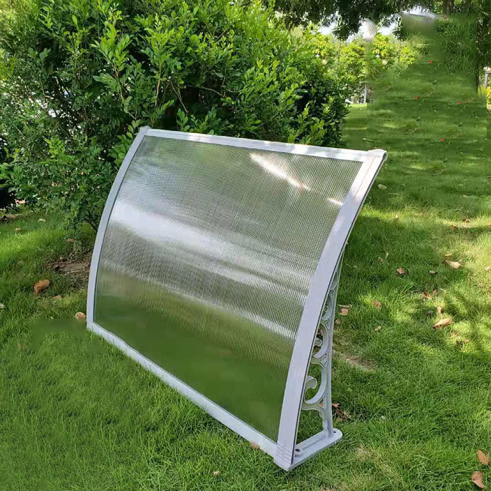 Pensilina Tettoia in Policarbonato Trasparente,Tettoia per Porta e Ingresso,Pensilina da Esterno,Tettoia per Finestre e Porte Protezione Uv da Pioggia e Neve,Alluminio Bianco (80x180cm/32"x71")
