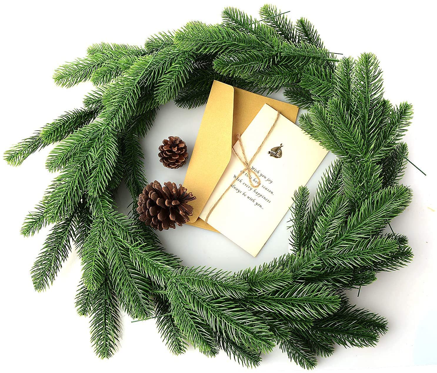 KLEWEE 60 Pcs Artificial Pine Branches, Christmas Tree Filler Branches