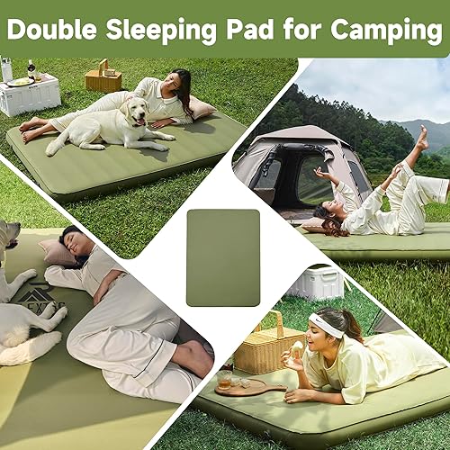 Miniatura 4 de Almohadilla de camping autoinflable de 4 pulgadas de grosor, almohadillas de dormir para acampar con espuma sólida, almohadilla para dormir con saco