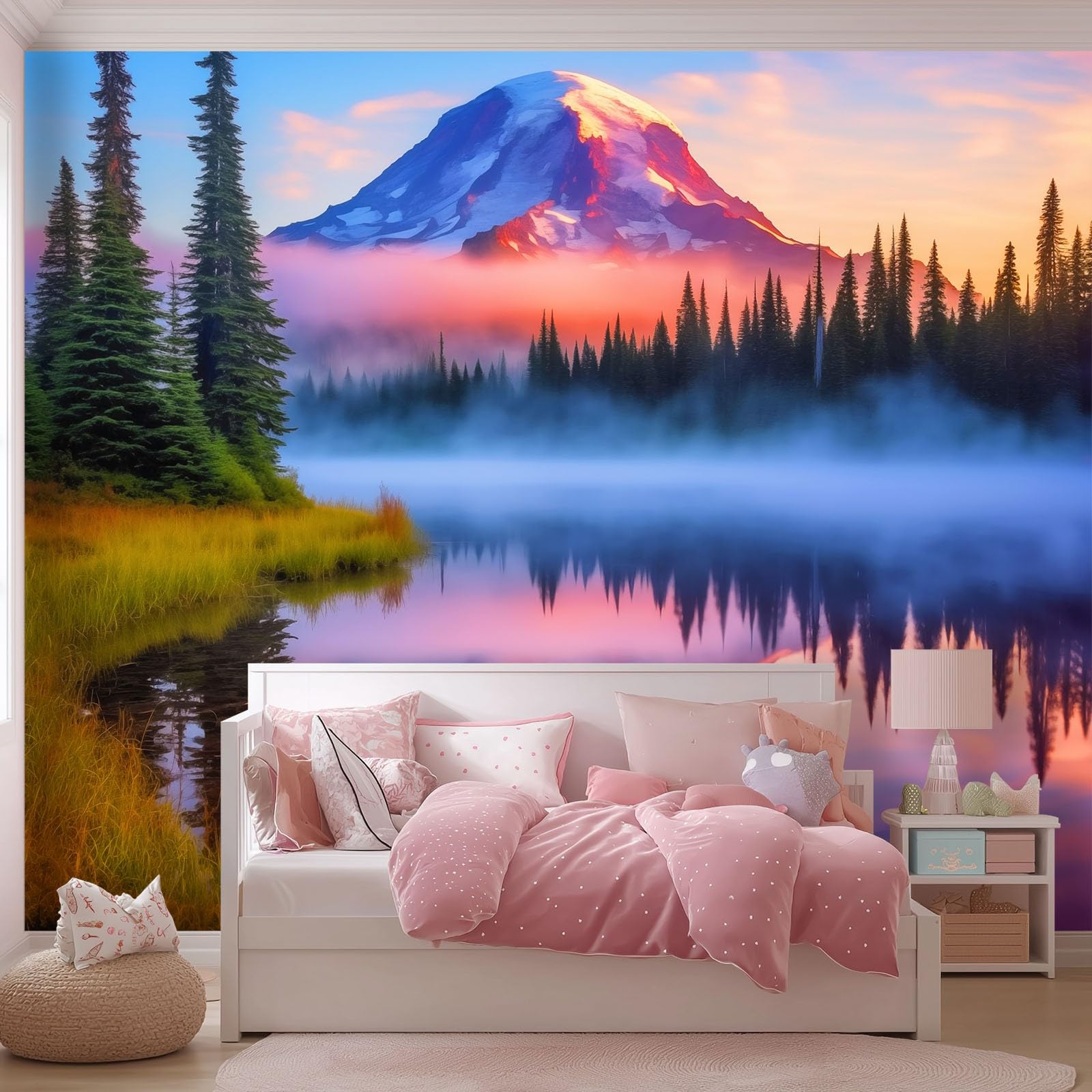 Tapeta 3D Włóknina Naturalne Góry Jeziora 350 x 256 cm Tapeta Dekoracja ścienna do salonu Sypialnia Niebieski