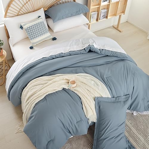 Miniatura 2 de weigelia Juego de edredón reversible de 7 piezas en una bolsa, tamaño matrimonial con sábanas, juego de edredón de microfibra bohemio, suave para