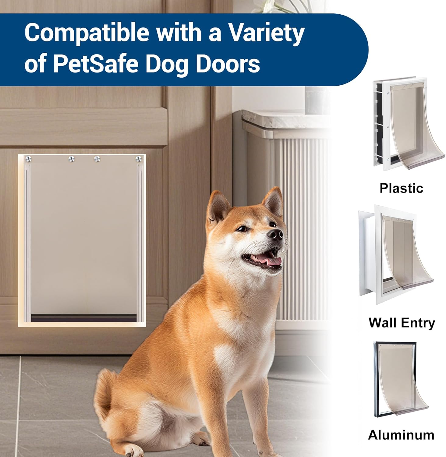2 Pack Dog Door Replacement Flaps with Screws, Compatible with PetSafe Freedom Doggie Doors PAC 11-11038, Measures 12 7/8'' x 8 1/8'' for Cats and Pet, Sturdy, Weather-Resistant, No Warped (Medium)