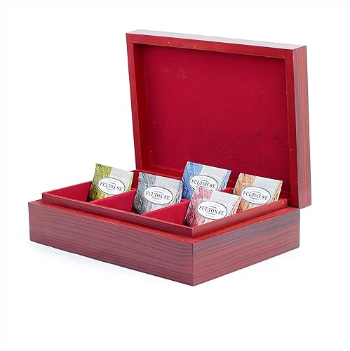 Caja de almacenamiento de bolsitas y bolsitas de té lisas con estampado de palisandro  Cofre de té hecho a mano  Nagina International disponible en Yaxa Colombia