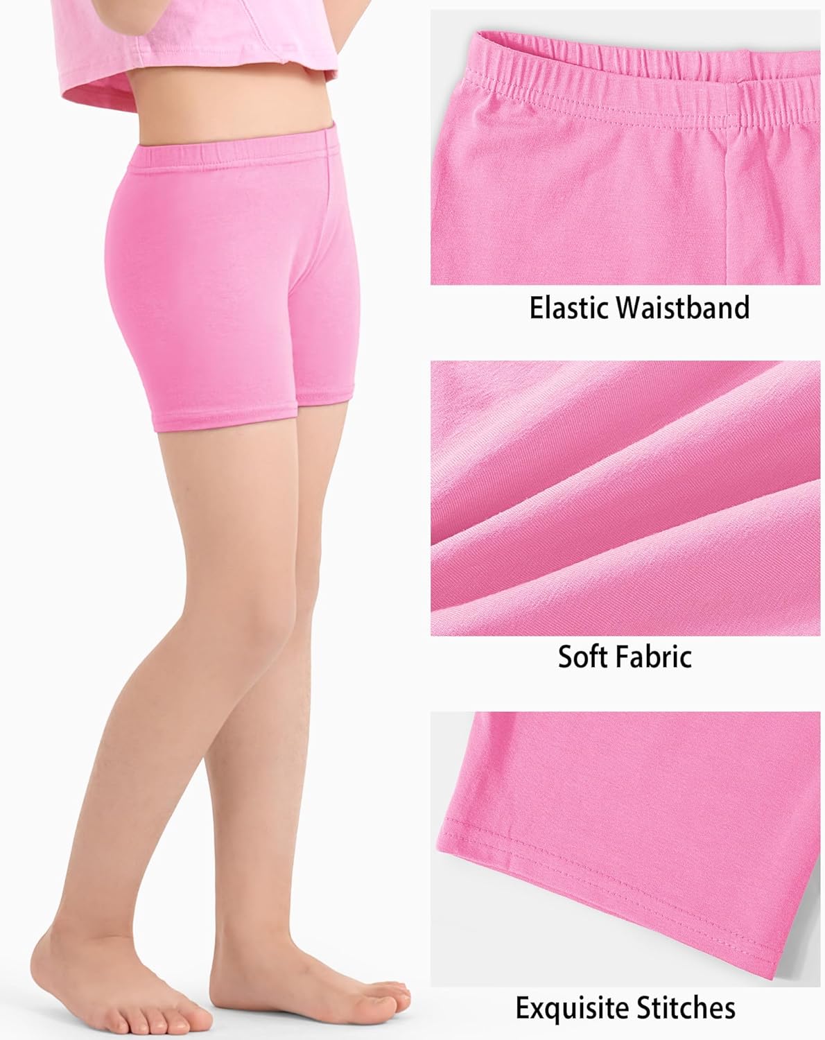 3 Pack Girls Bike Shorts Kids Cartwheel Basic Cotton Under Dress Biker Shorts for Running Dance - Image 5