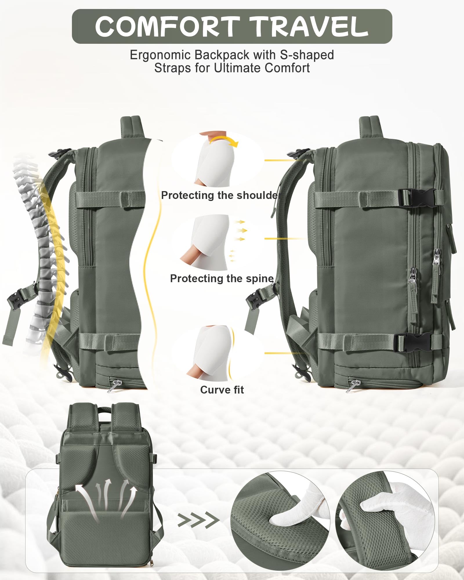 Sac à dos de voyage pour femme, sac à dos léger pour homme, randonnée, étanche, sac de gym