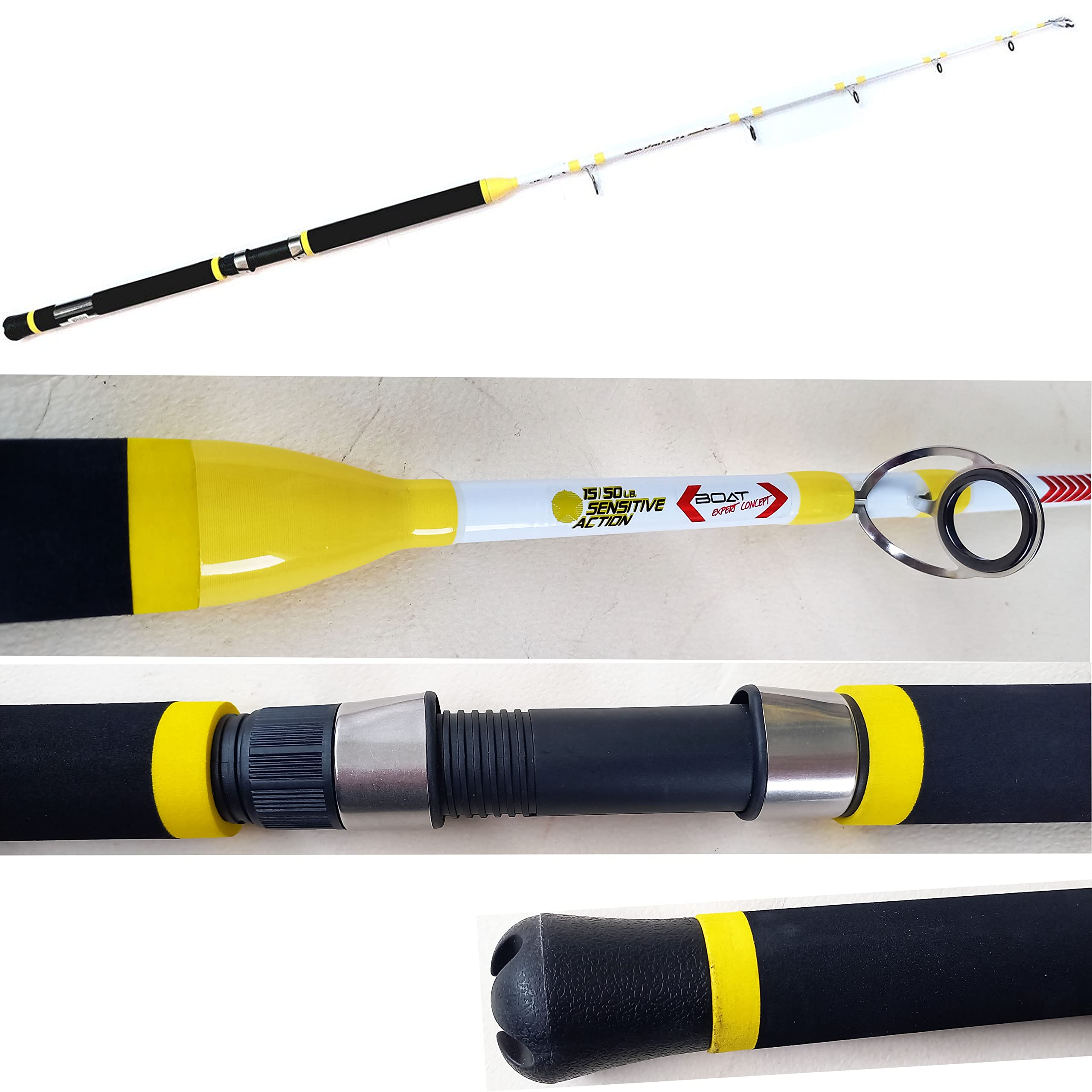 Kit Traina Pesca Tonno Dentice Ricciola Canna 15-50 Lbs Anelli Acid Sistem Mulinello Rotante Mare JD TROLLING 500