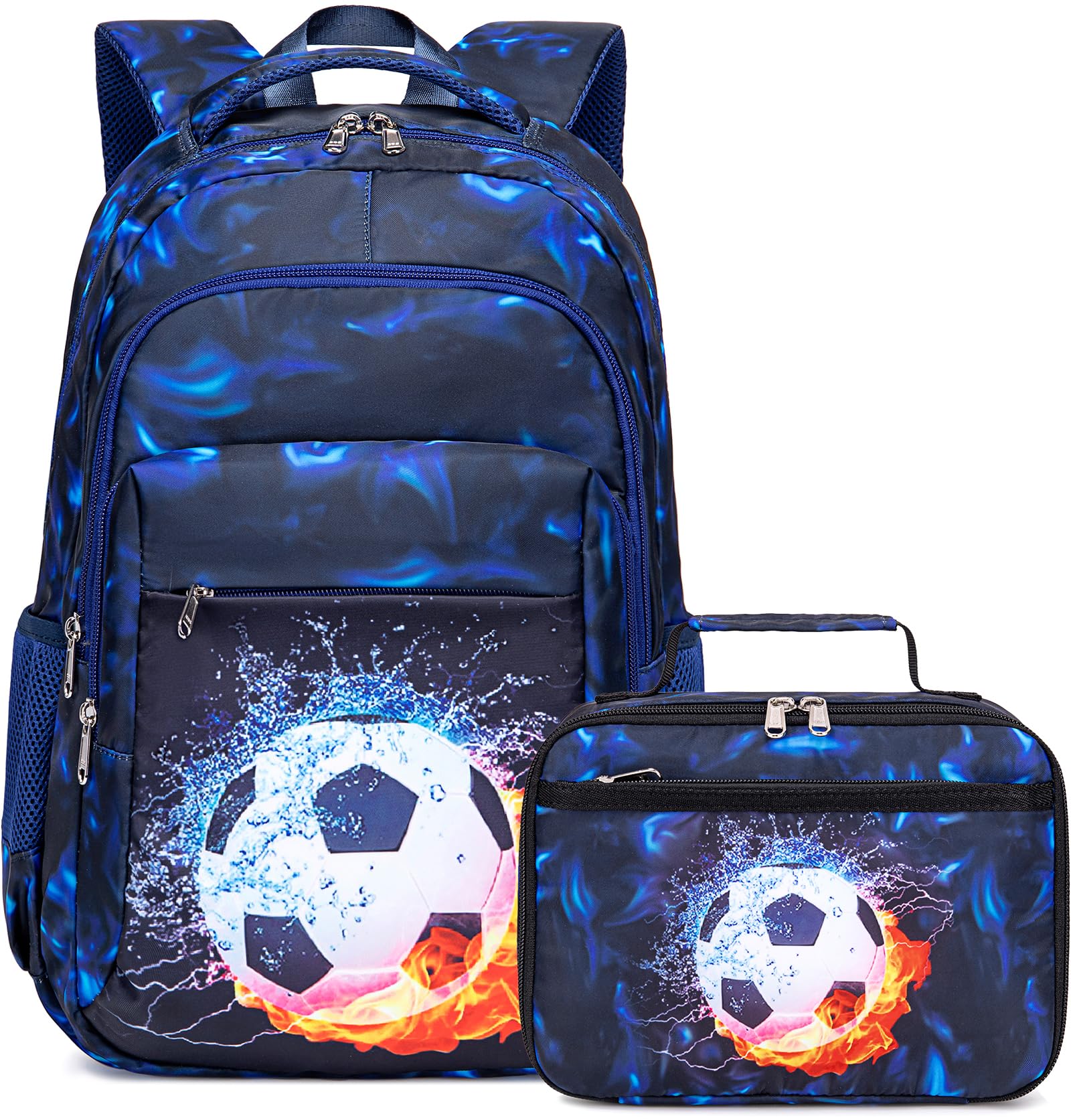 Bambino Sveglio Con Pallone Da Calcio Con Pallone Da Calcio E Lo Zaino