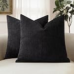 MIULEE Pack of 2 Decorative Throw Pillow Covers Soft Chenille Throw Pillows Solid Textured Cushion Covers for Couch Sofa Bedroom Living Room 18x18 Inch, Chocolate