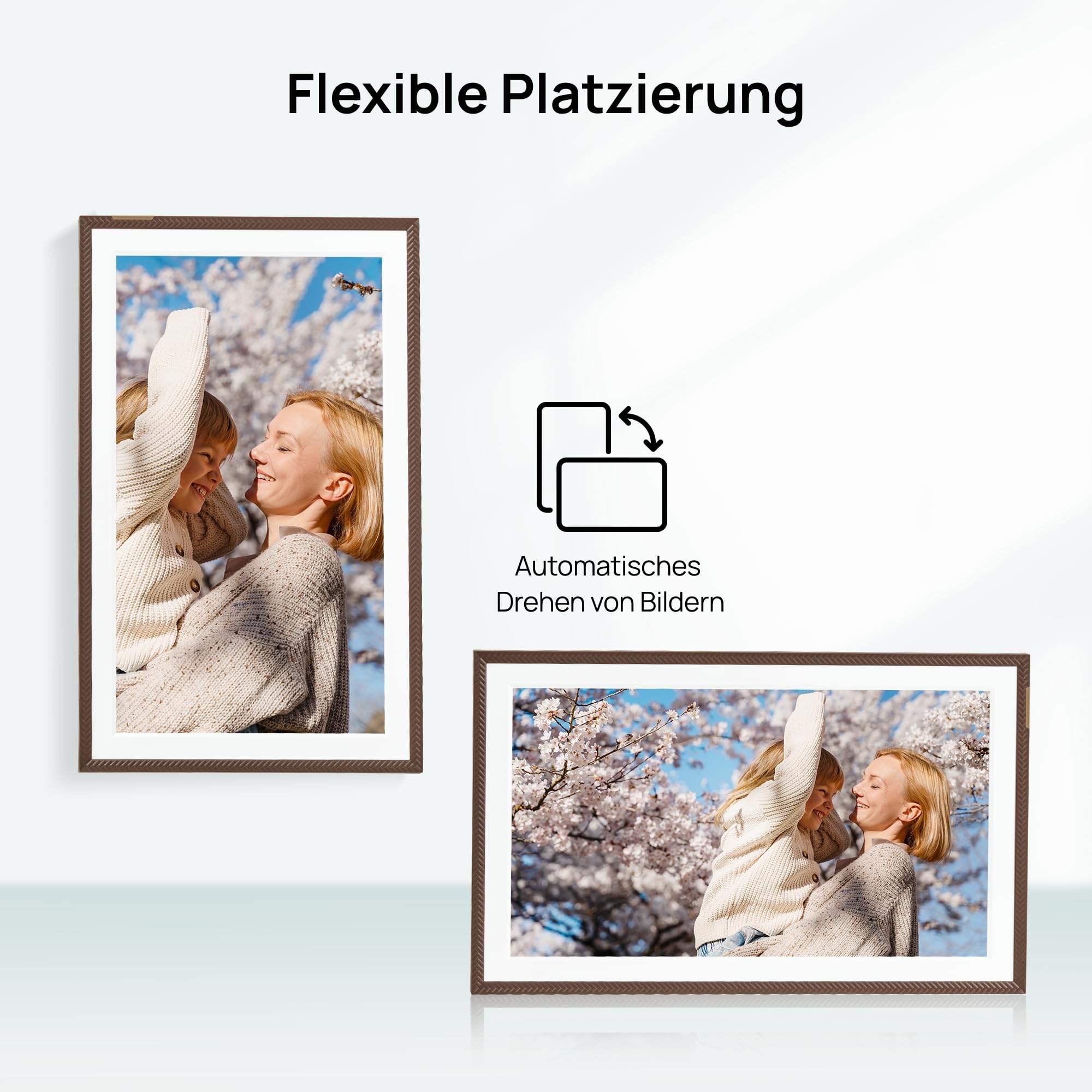 ARZOPA Digitaler Bilderrahmen Groß 15,6 Zoll Kostenlos Unbegrenzter Cloud-Speicher Sofortige Fernübertragung Fotos Videos FHD Touchscreen Elektronischer Bilderrahmen Geschenk für Feiertage - D15 Braun