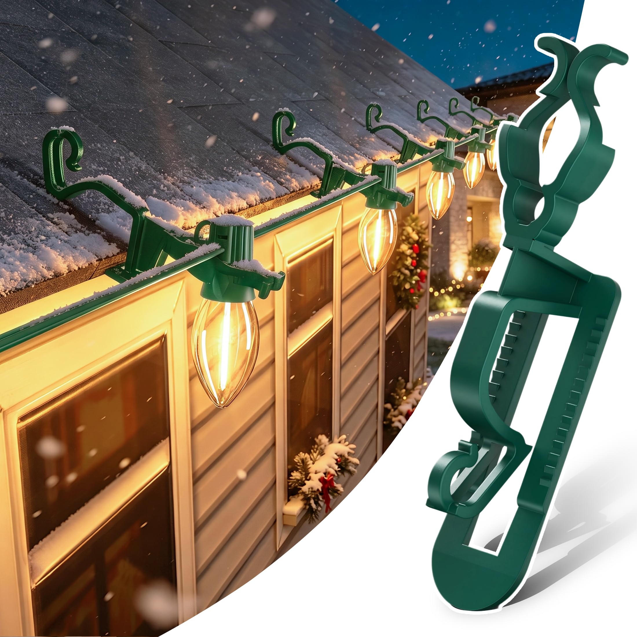 Christmas Light Clips, Shingle Gutter Clips for C7 C9 Lights, 200 Pack