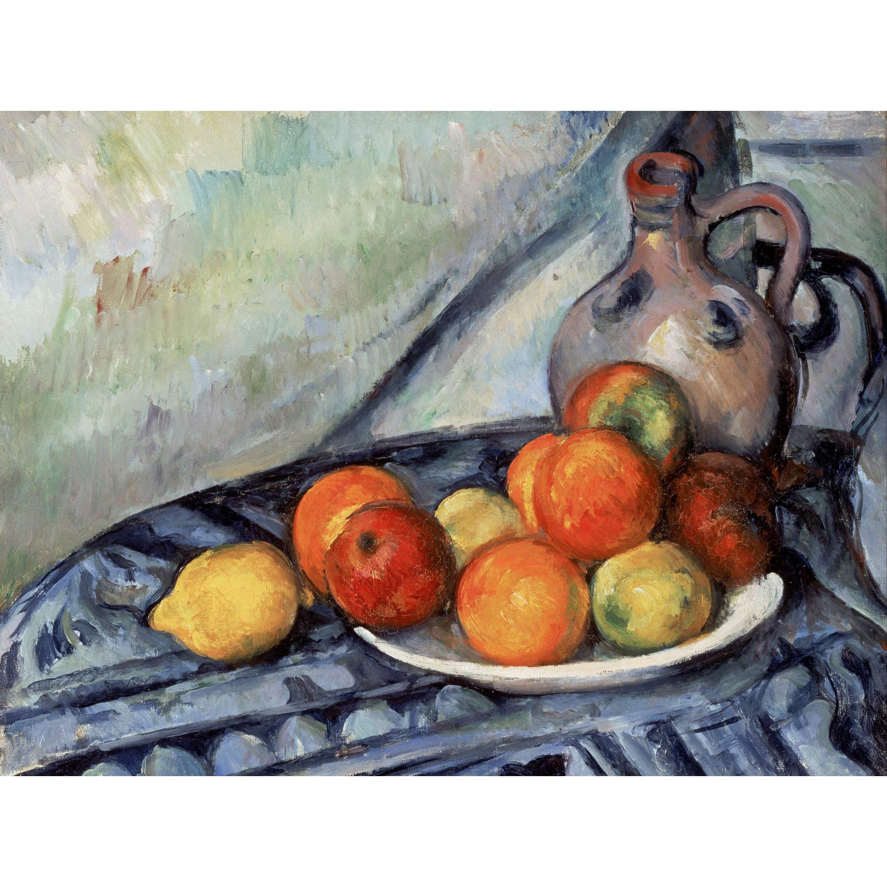 Paul Cezanne Fruit And A Jug On A Table Large Wall Art Print Canvas Premium Poster Mural