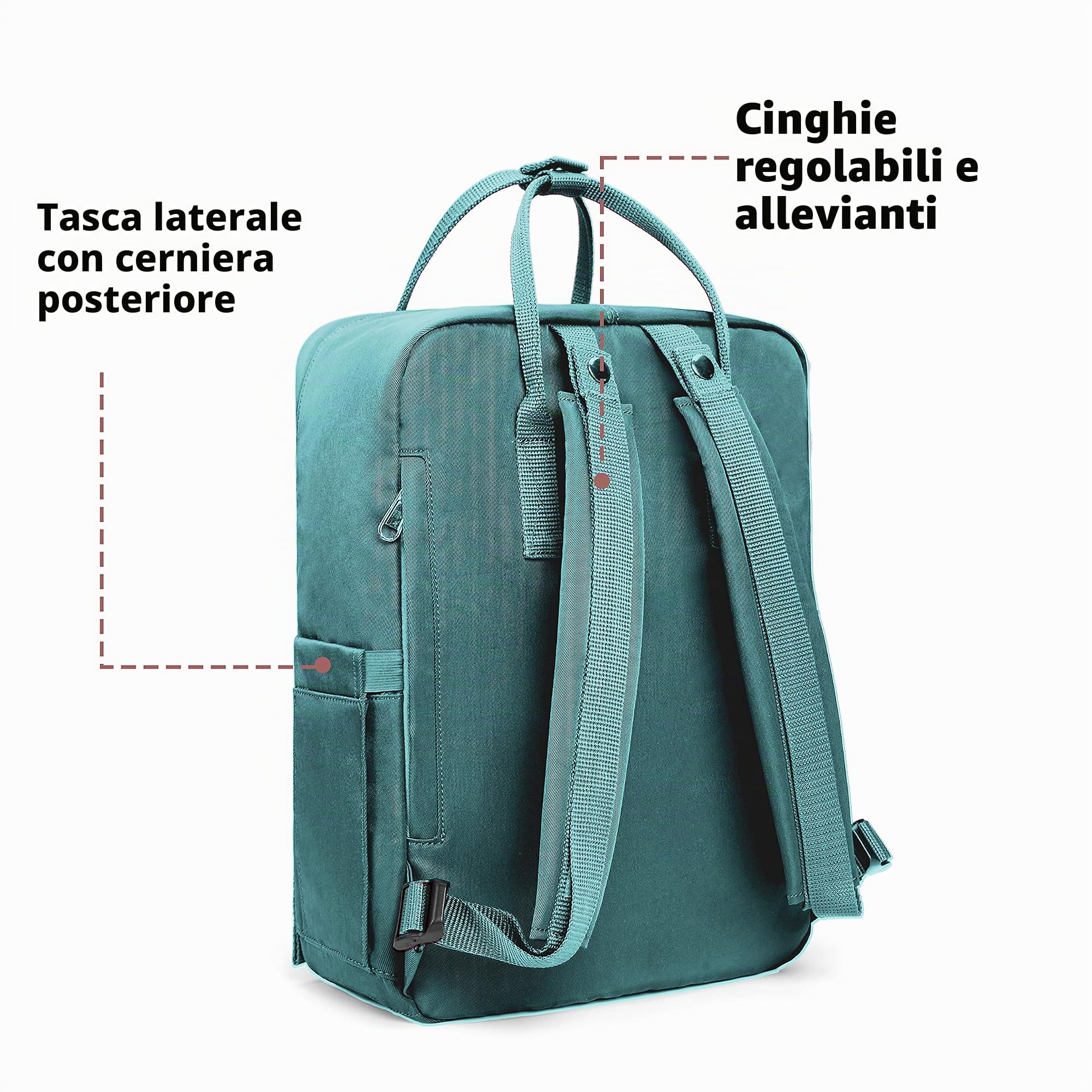 KALIDI Zaino casual leggero per uomo e donna, resistente all'acqua, adatto per laptop da 15,6 pollici, zaino per la scuola per adolescenti, ragazzi e ragazze, zaino da viaggio per lavoro e università