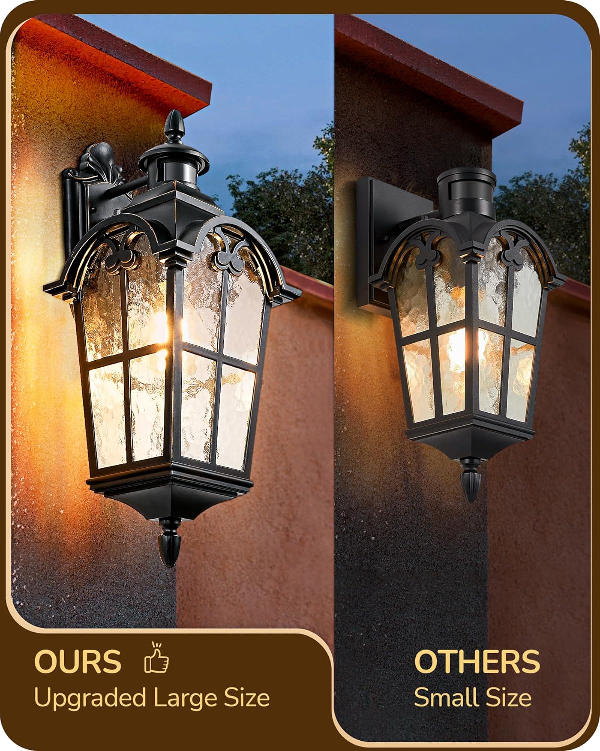 20.2" Black Aluminum Outdoor Lantern Sconce with Frosted Glass